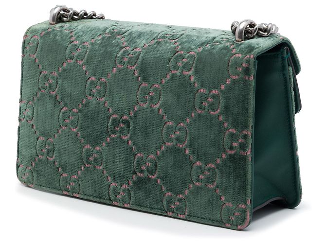 Gucci Green Medium GG Velvet Dionysus Crossbody Verde - vista 2