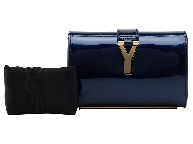 Autre Marque Clutch da sera Saint Laurent Blue Edition Soi Patent Chyc Ligne Blu scuro - vista 7