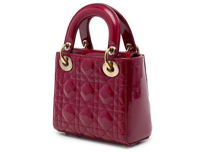 Dior Red Mini Patent Cannage Lady Dior Roja Burdeos - vista 2