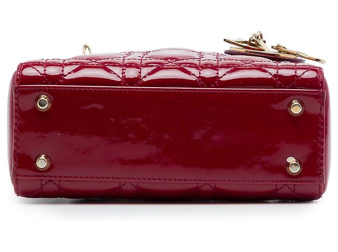 Dior Red Mini Patent Cannage Lady Dior Roja Burdeos - vista 3