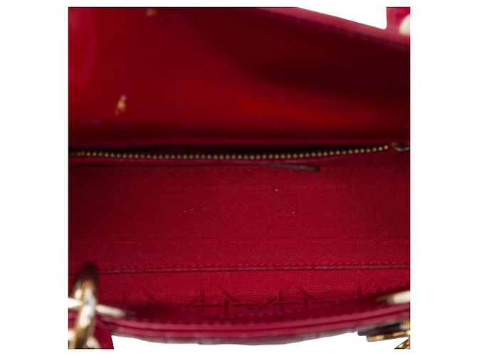 Dior Red Mini Patent Cannage Lady Dior Roja Burdeos - vista 4