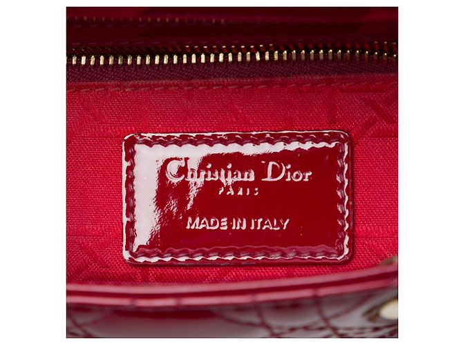 Dior Red Mini Patent Cannage Lady Dior Roja Burdeos - vista 5