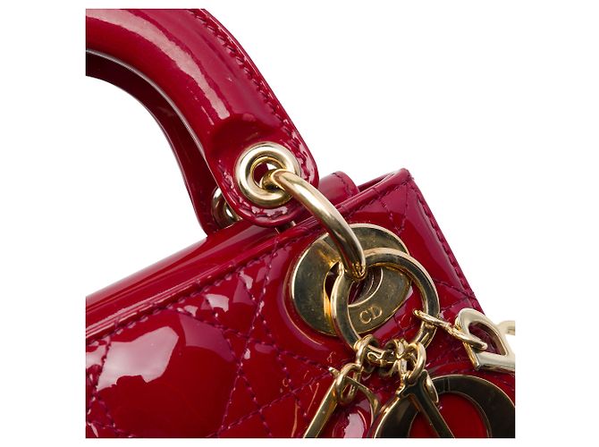 Dior Red Mini Patent Cannage Lady Dior Roja Burdeos - vista 6