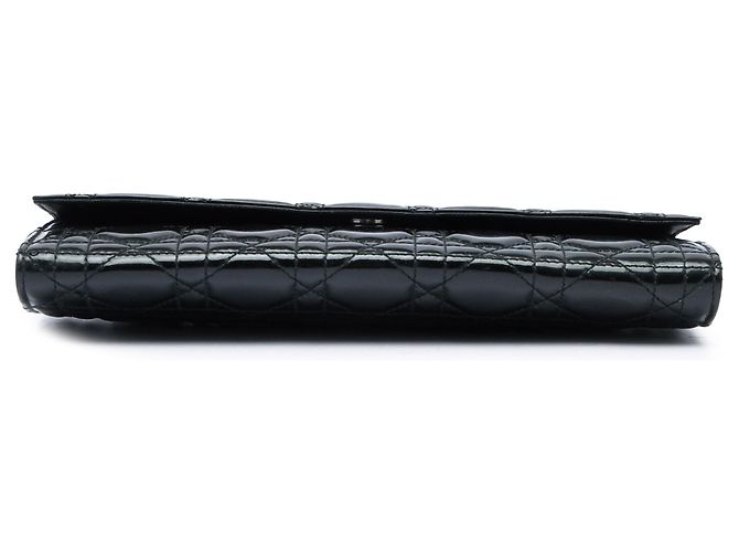 Clutch Dior Cannage in vernice nera con catena Nero - vista 3