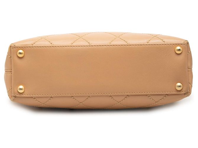 Chanel Beige Small CC Calfskin Wild Stitch Tote - vista 3