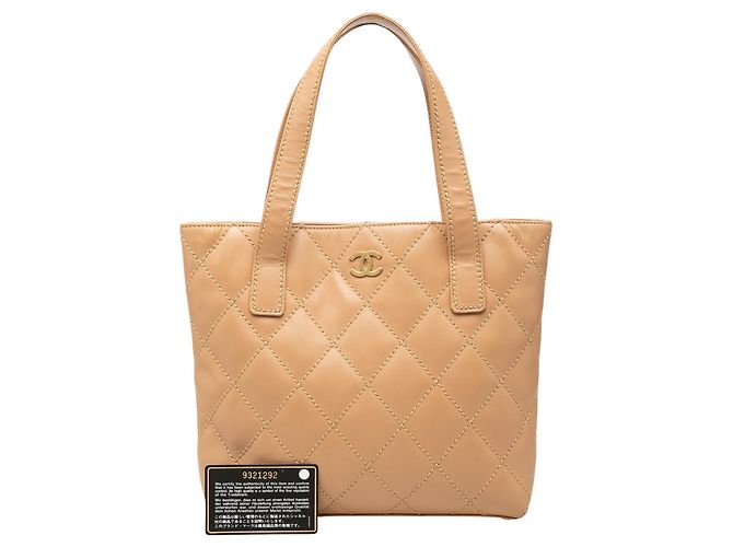 Chanel Beige Small CC Calfskin Wild Stitch Tote - vista 7