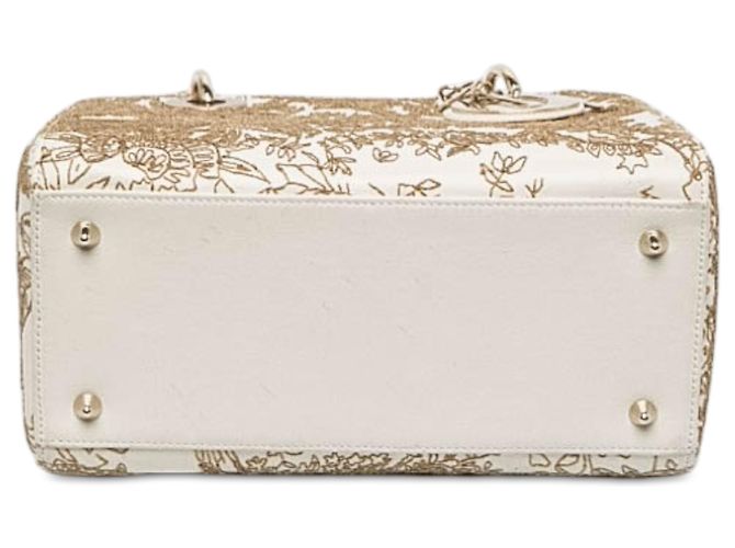 Dior White Medium Calfskin Embroidered Jardin D Hiver Lady Dior Blanco - vista 3