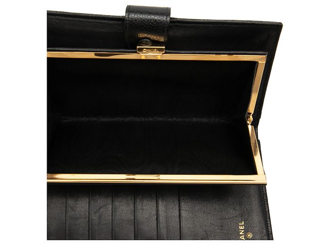 Cartera larga Chanel Black CC Caviar French Negro - vista 4
