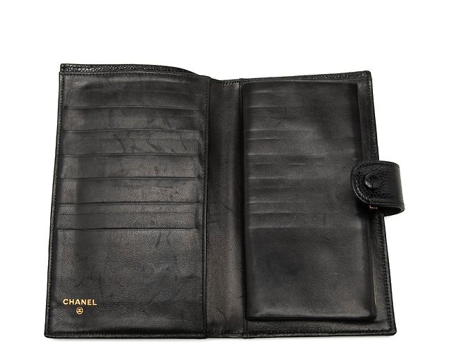 Cartera larga Chanel Black CC Caviar French Negro - vista 6