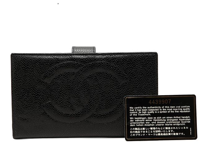 Cartera larga Chanel Black CC Caviar French Negro - vista 8