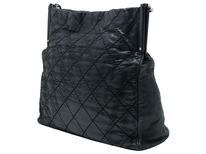 Borsa Tote Chanel Sea Hit in vitello iridescente matelassé nero - vista 2