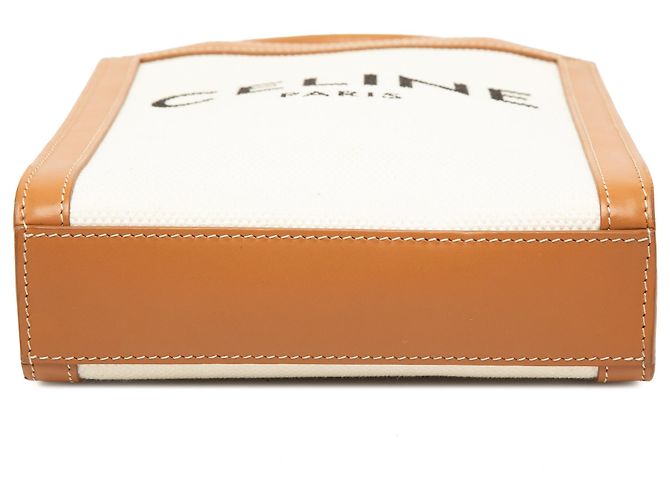 Céline Celine Mini Canvas Vertical Cabas Tote Marron Beige - vue 3