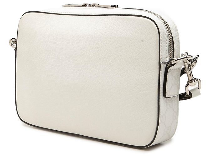 Borsa a tracolla Gucci White GG Supreme con rifiniture in vitello - vista 2