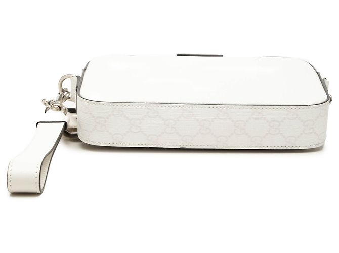 Borsa a tracolla Gucci White GG Supreme con rifiniture in vitello - vista 3