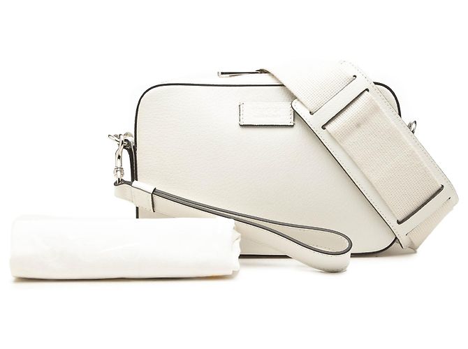 Borsa a tracolla Gucci White GG Supreme con rifiniture in vitello - vista 7