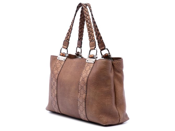 Bamboo Gucci Libeccio Shopper aus Kalbsleder in Braun Medium mit Guccissima-Besatz und Bambus - Ansicht 2