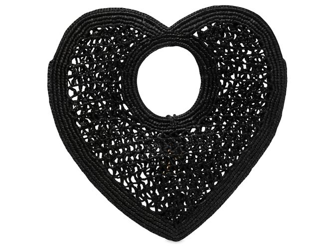 Jacquemus Black Raffia Le Spiaggia Coeur Handtasche Schwarz - Ansicht 2