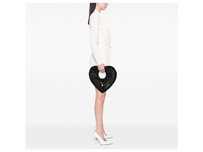 Jacquemus Black Raffia Le Spiaggia Coeur Handtasche Schwarz - Ansicht 8