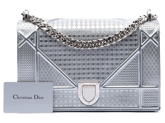 Dior Diorama Crossbody-Tasche aus Lackleder Silver Microcannage Silber - Ansicht 7