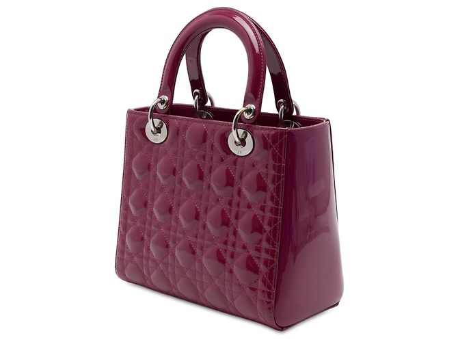 Dior Pink Medium Patent Cannage Lady Dior Rosa - vista 2