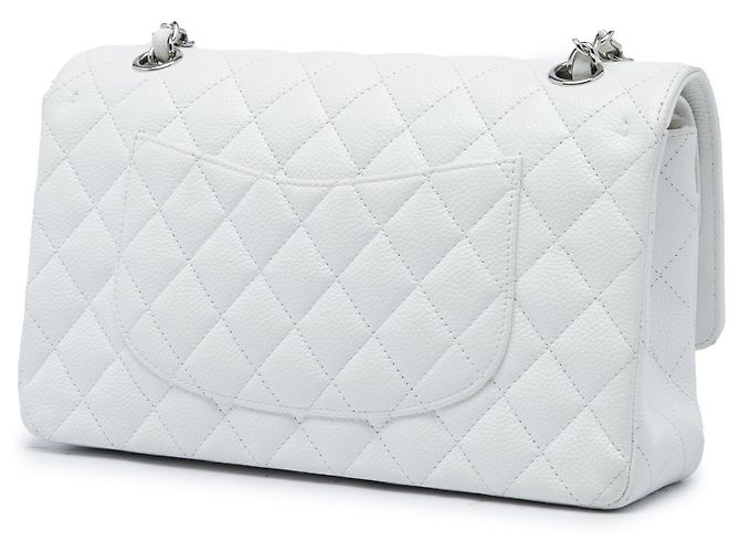 Chanel White Medium Classic Caviar Double Flap Branco - vista 2