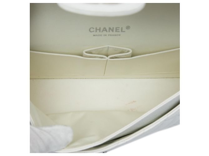 Chanel White Medium Classic Caviar Double Flap Branco - vista 4