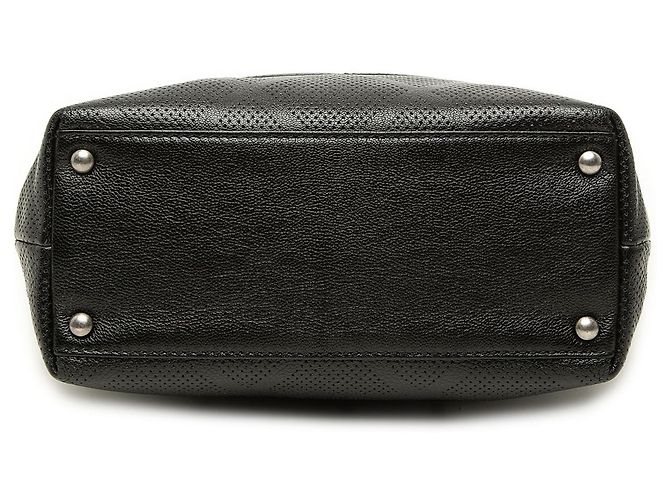 Borsa Tote Chanel CC Perforata in Nappa Nera Nero - vista 3