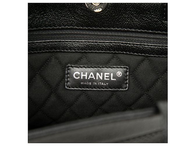 Borsa Tote Chanel CC Perforata in Nappa Nera Nero - vista 5