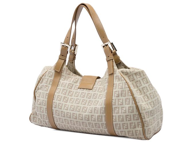 Borsa a tracolla Fendi Beige Zucchino Canvas - vista 2