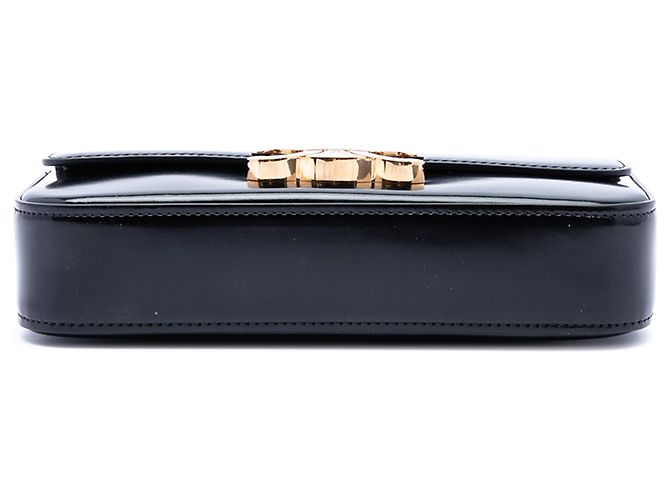 Céline Celine Claude Schultertasche aus glänzendem schwarzem Kalbsleder Triomphe - Ansicht 3