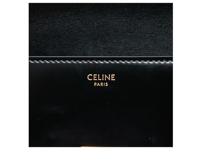 Céline Celine Claude Schultertasche aus glänzendem schwarzem Kalbsleder Triomphe - Ansicht 5