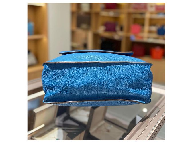Bolsa de ombro Hermès em couro azul - vista 5