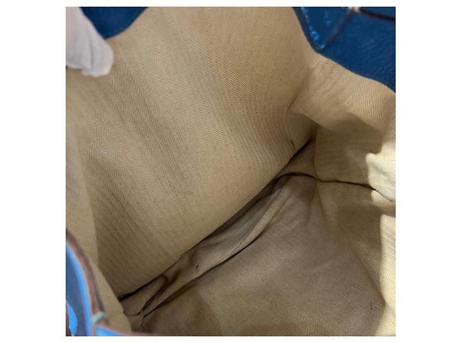 Bolsa de ombro Hermès em couro azul - vista 8