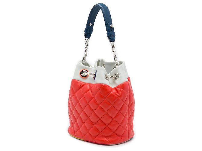 Chanel Orange CC Multicolor Quilted Lambskin Cuba Drawstring Bucket Bag Rot - Ansicht 2