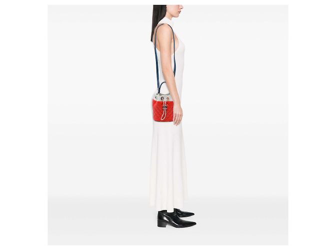 Chanel Orange CC Multicolor Quilted Lambskin Cuba Drawstring Bucket Bag Rot - Ansicht 6