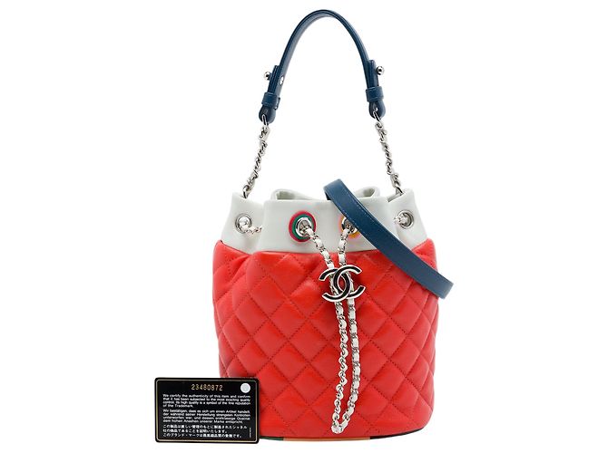 Chanel Orange CC Multicolor Quilted Lambskin Cuba Drawstring Bucket Bag Rot - Ansicht 7