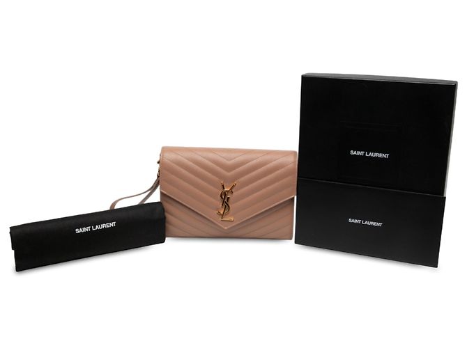 Autre Marque Bolso de solapa Saint Laurent Brown Grain De Poudre Cassandre Matelasse Castaño Caramelo - vista 9