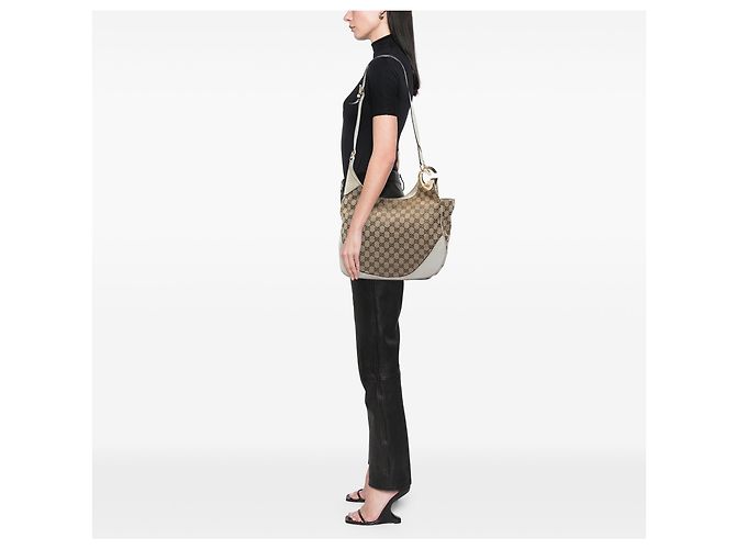 Borsa a tracolla Gucci Charlotte in tela GG beige - vista 5