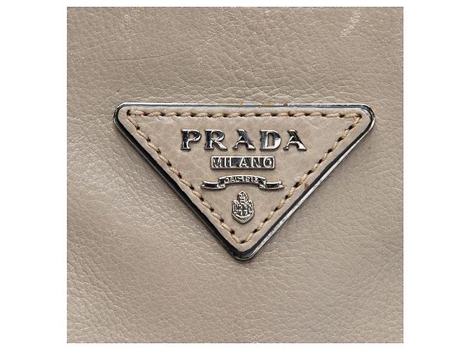 Double Bolsa Prada em couro de bezerro glacé marrom com alça dupla e bolso duplo Caqui - vista 5