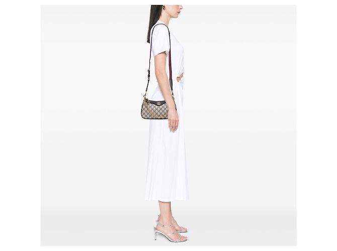 Borsa Satchel Gucci Ophidia Small GG Supreme Web Beige - vista 6
