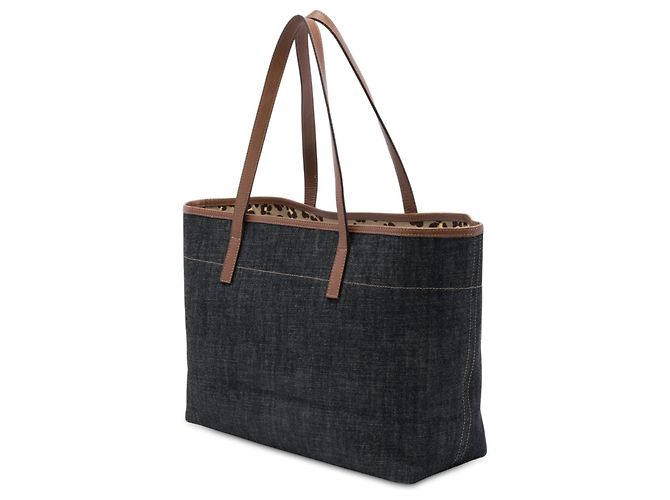Sacola Burberry em Denim Azul - vista 2
