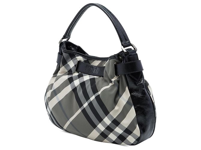 Burberry Gray Beat Check Nylon Schultertasche Braun - Ansicht 2
