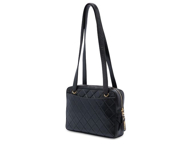 Bolso de hombro Chanel de piel de cordero acolchada negra Negro - vista 2
