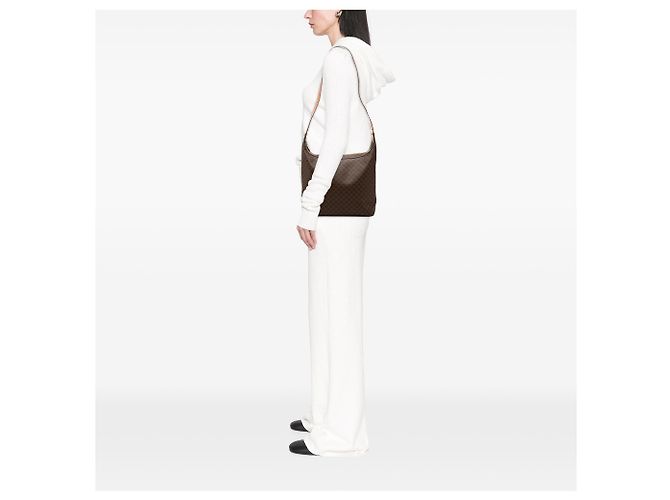Céline Bolso de hombro Celine Brown Macadam Coated Canvas Castaño - vista 6