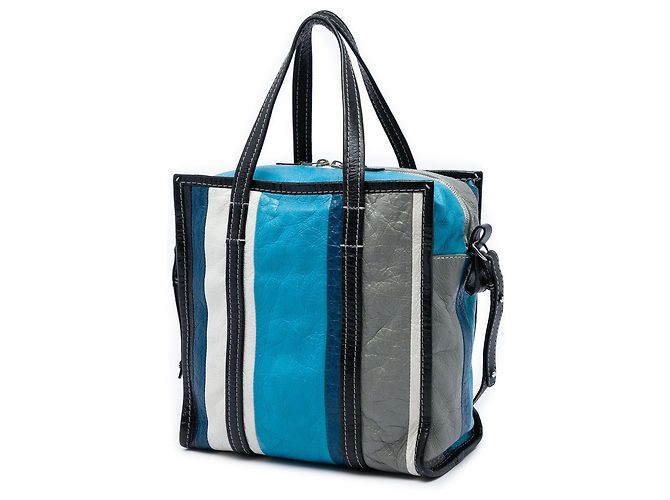 Balenciaga Borsa Shopper Bazar in pelle di agnello blu S - vista 2