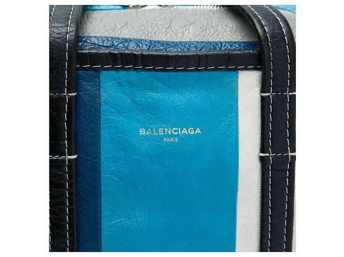 Balenciaga Borsa Shopper Bazar in pelle di agnello blu S - vista 5