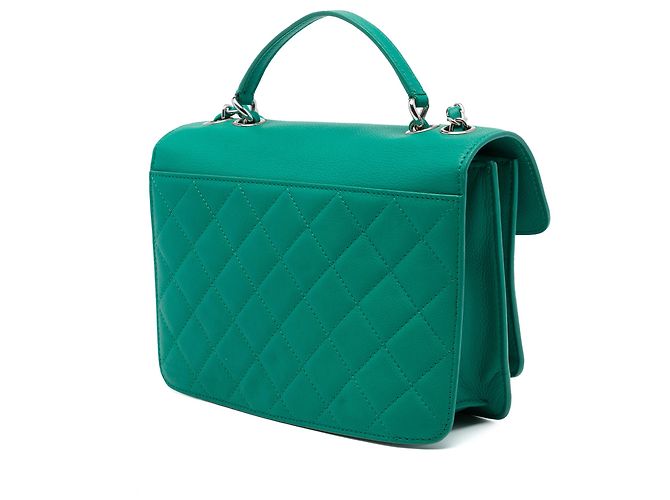 Chanel Green Small Quilted Caviar CC Box Flap Verde - vista 2