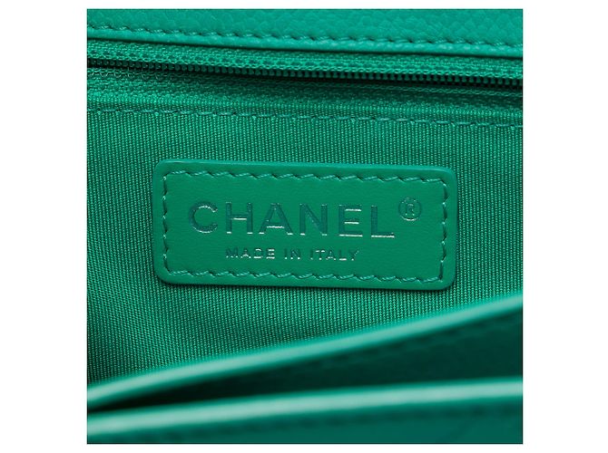 Chanel Green Small Quilted Caviar CC Box Flap Verde - vista 5