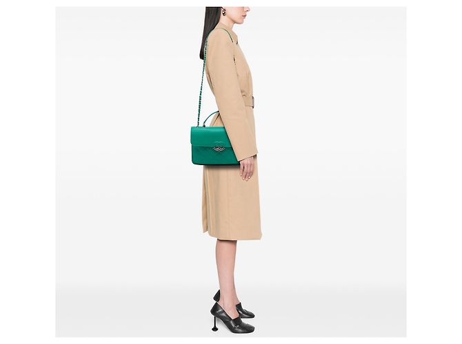 Chanel Green Small Quilted Caviar CC Box Flap Verde - vista 6