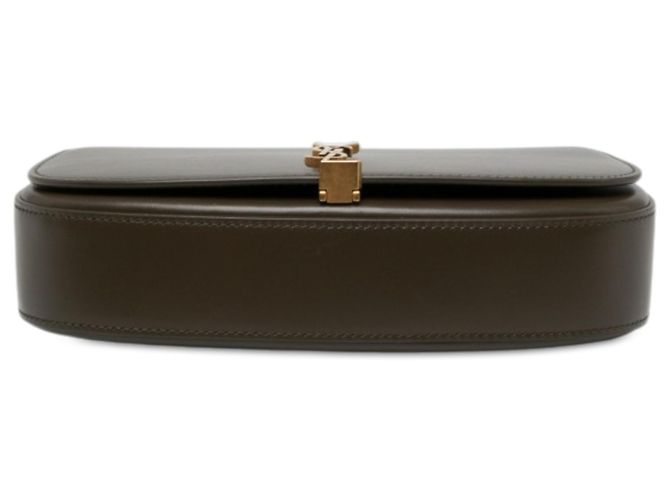 Autre Marque Saint Laurent Voltaire Mini Schultertasche aus braunem Kalbsleder mit Monogramm Khaki - Ansicht 3